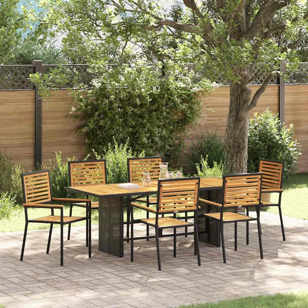 Ensemble de salle à manger pour jardin 7 pcs Noir et Marron