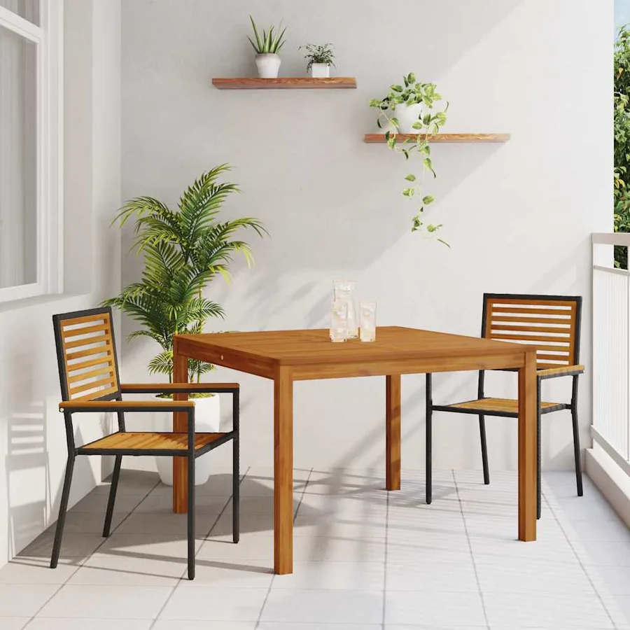 Ensemble de salle à manger pour jardin 3 pcs Noir