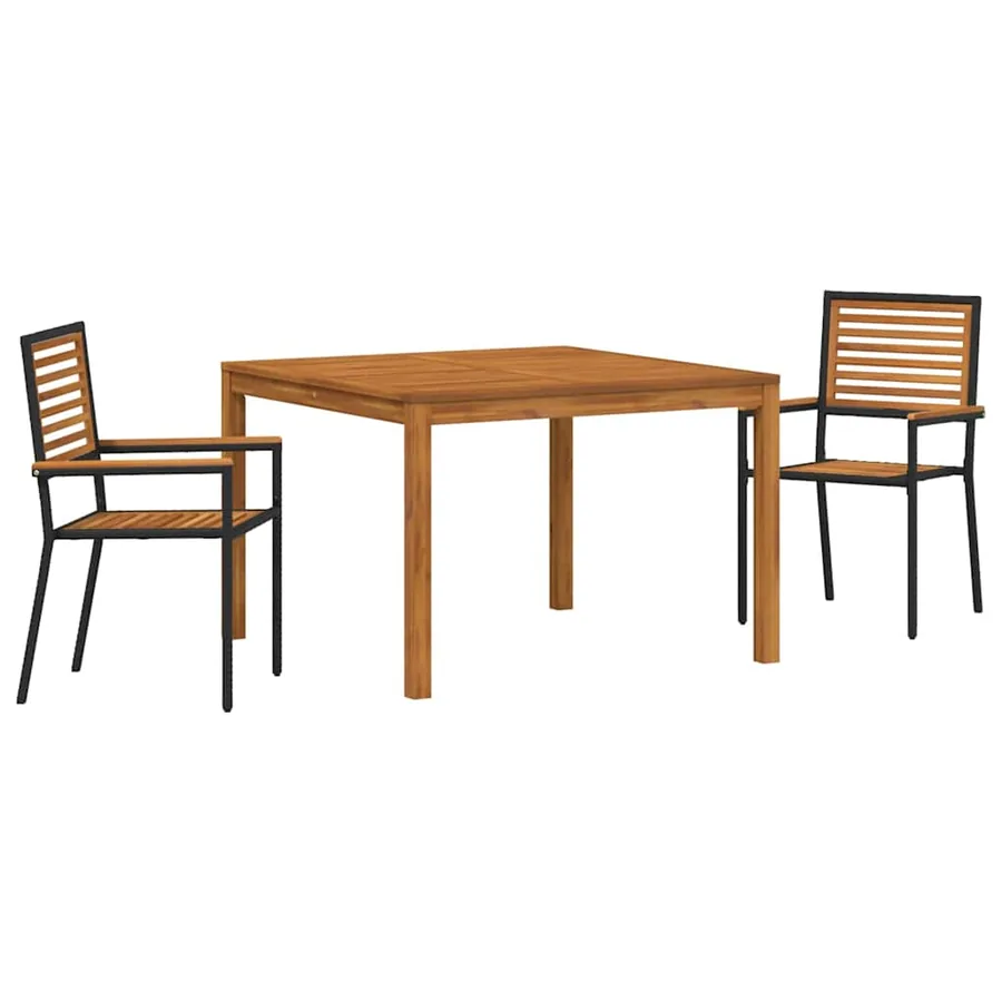 Ensemble de salle à manger pour jardin 3 pcs Noir - 2