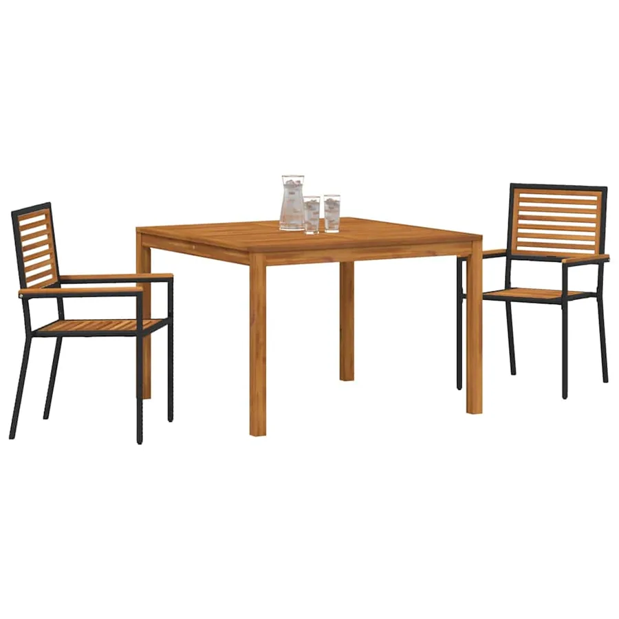 Ensemble de salle à manger pour jardin 3 pcs Noir - 3