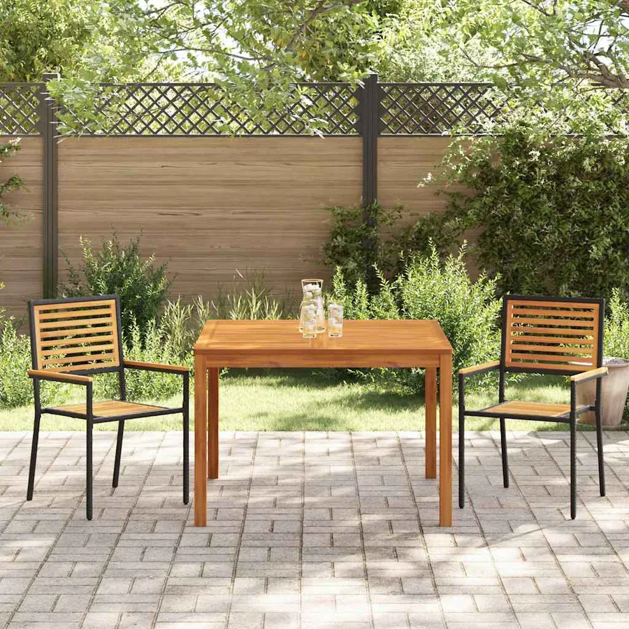 Ensemble de salle à manger pour jardin 3 pcs Noir - 4