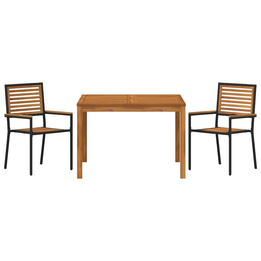 Ensemble de salle à manger pour jardin 3 pcs Noir - 7