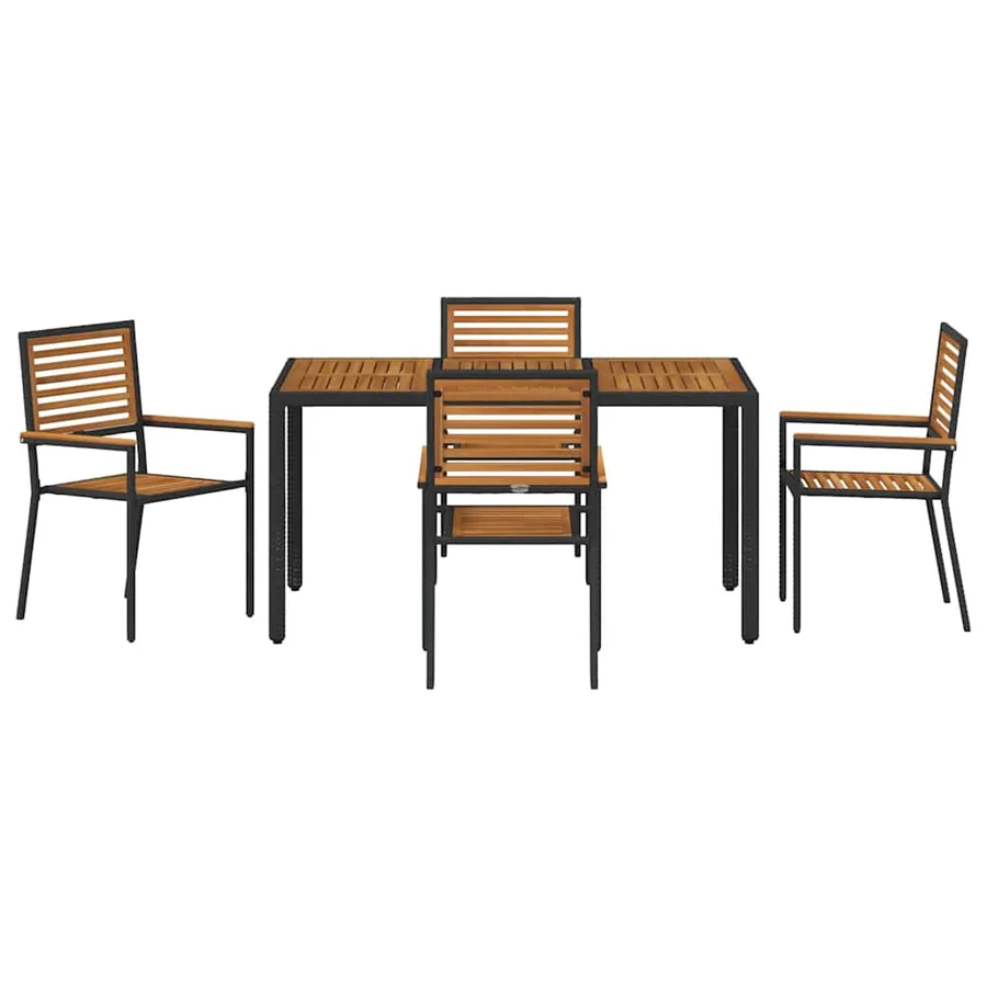 Ensemble de salle à manger pour jardin 5 pcs Noir et Marron - 7