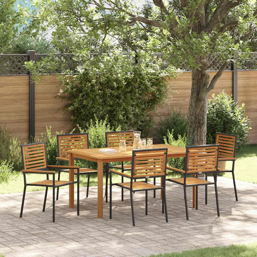 Ensemble de salle à manger pour jardin 7 pcs Noir