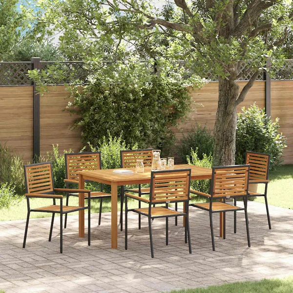 Ensemble de salle à manger pour jardin 7 pcs Noir