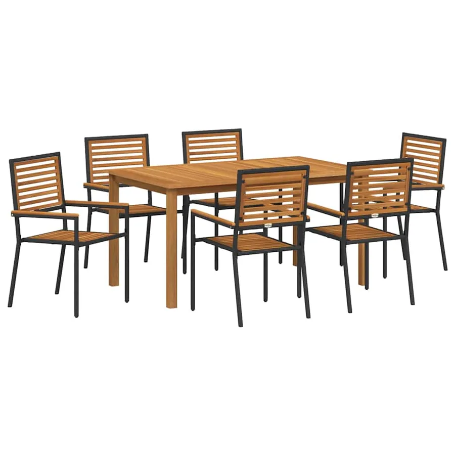 Ensemble de salle à manger pour jardin 7 pcs Noir - 2
