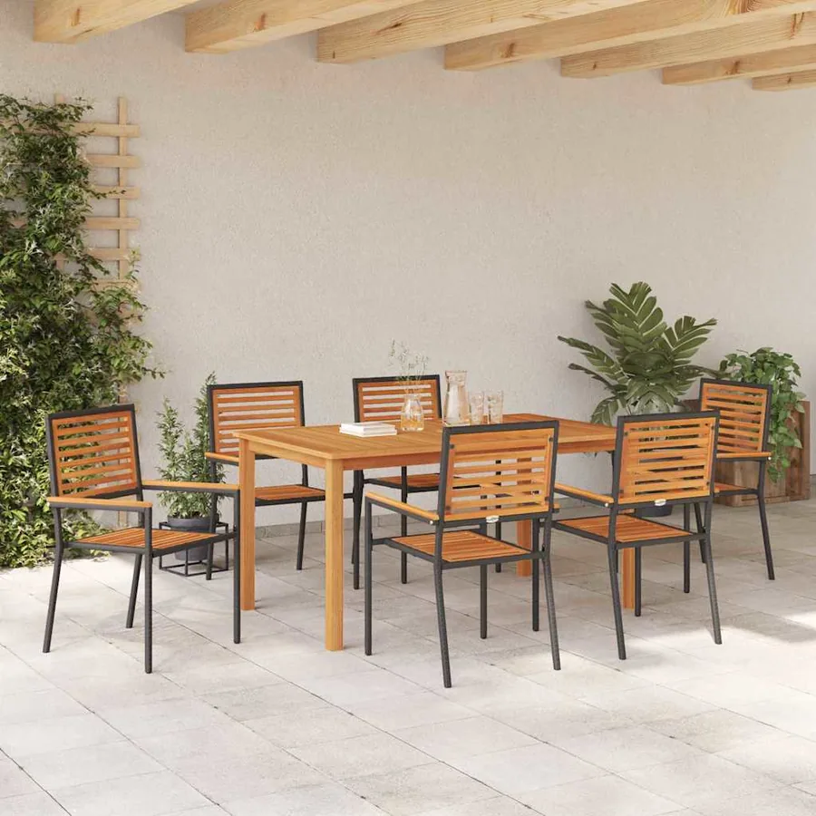 Ensemble de salle à manger pour jardin 7 pcs Noir - 4