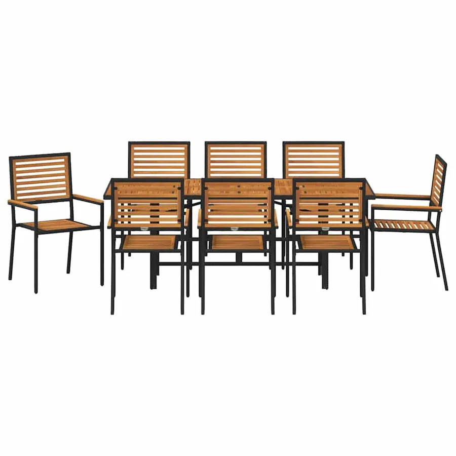 Ensemble de salle à manger pour jardin 9 pcs Noir et Marron - 7