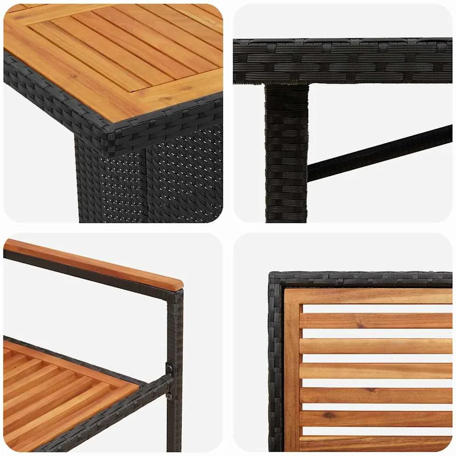 Ensemble de salle à manger pour jardin 9 pcs Noir et Marron - 9