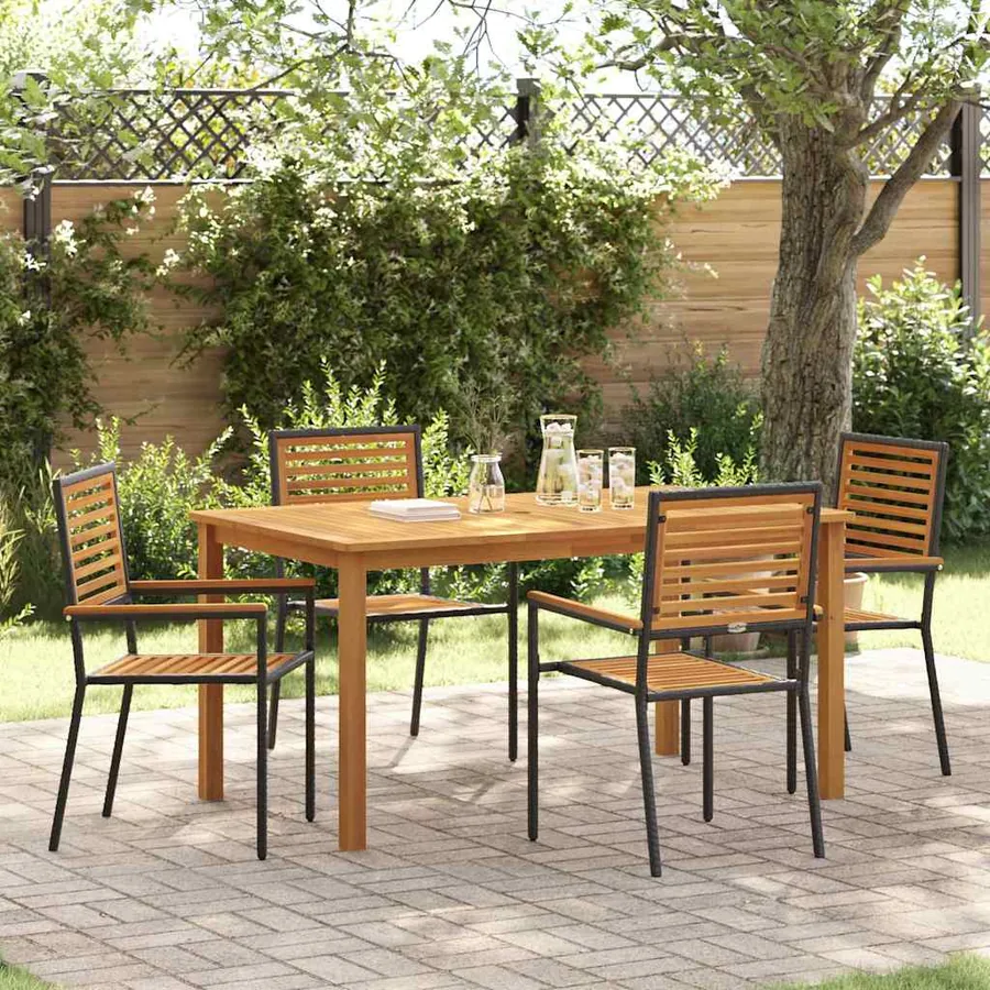 Ensemble de salle à manger pour jardin 5 pcs Noir