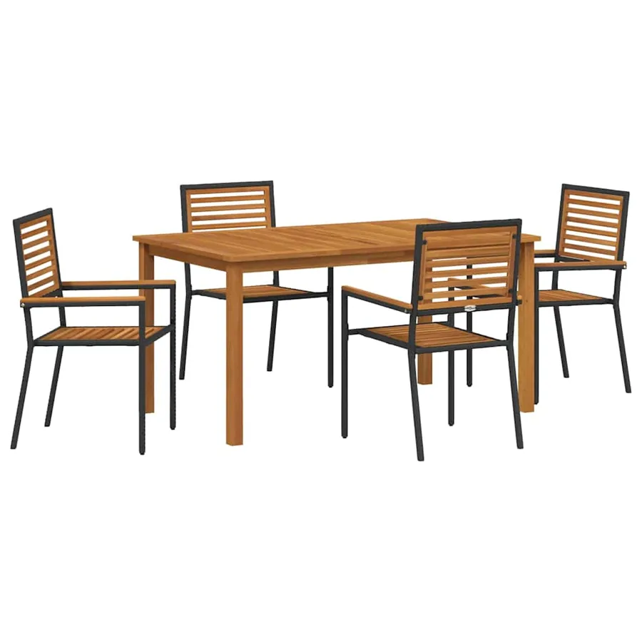 Ensemble de salle à manger pour jardin 5 pcs Noir - 2