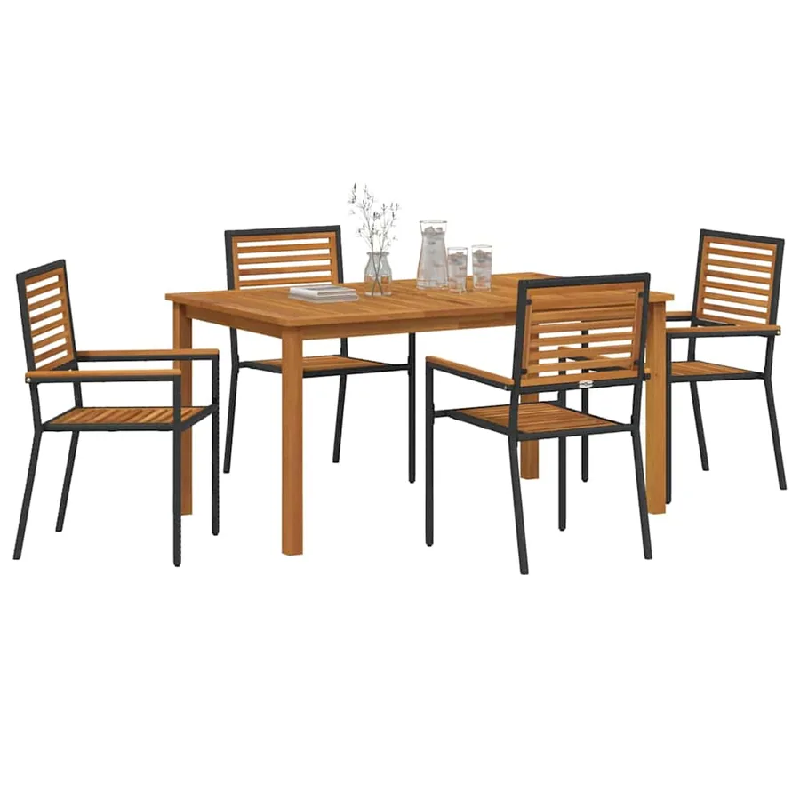 Ensemble de salle à manger pour jardin 5 pcs Noir - 3