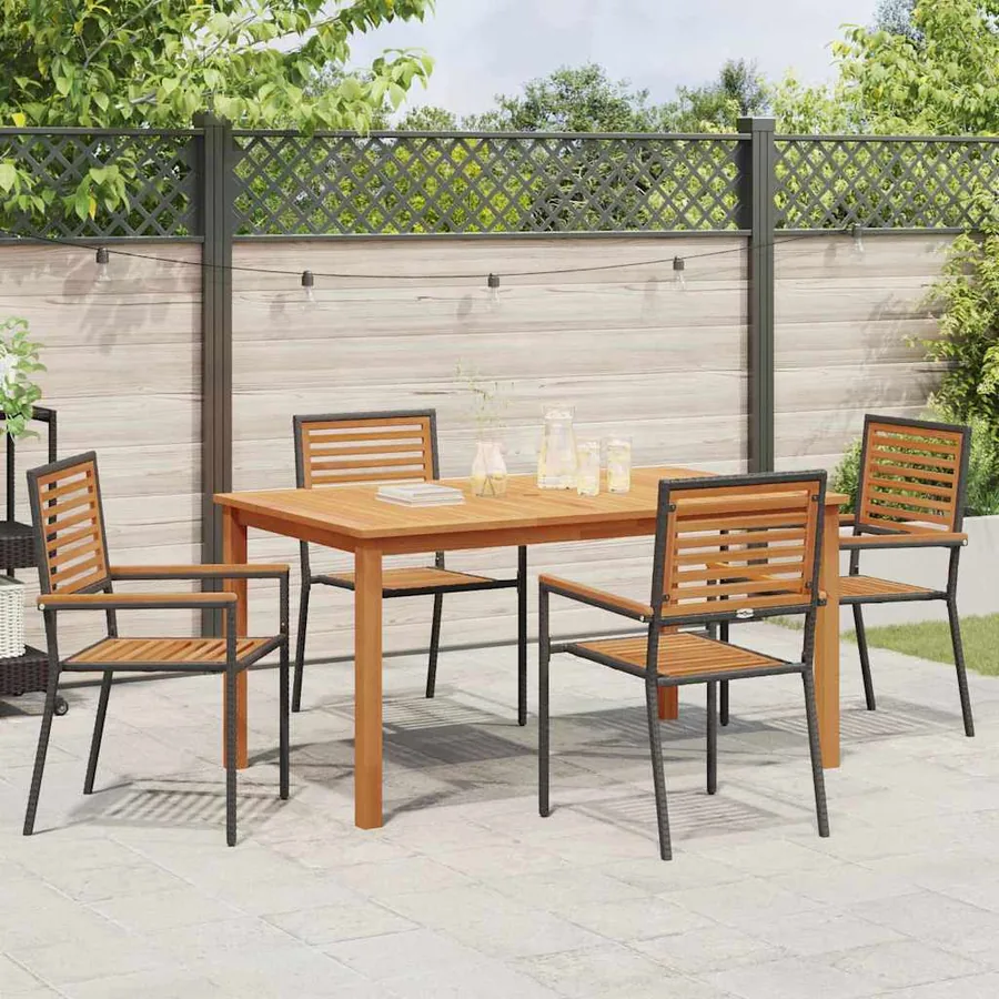 Ensemble de salle à manger pour jardin 5 pcs Noir - 4