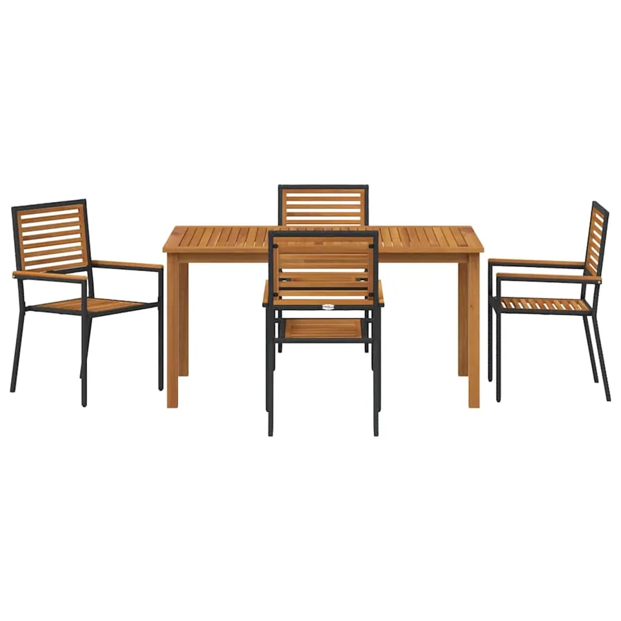 Ensemble de salle à manger pour jardin 5 pcs Noir - 7