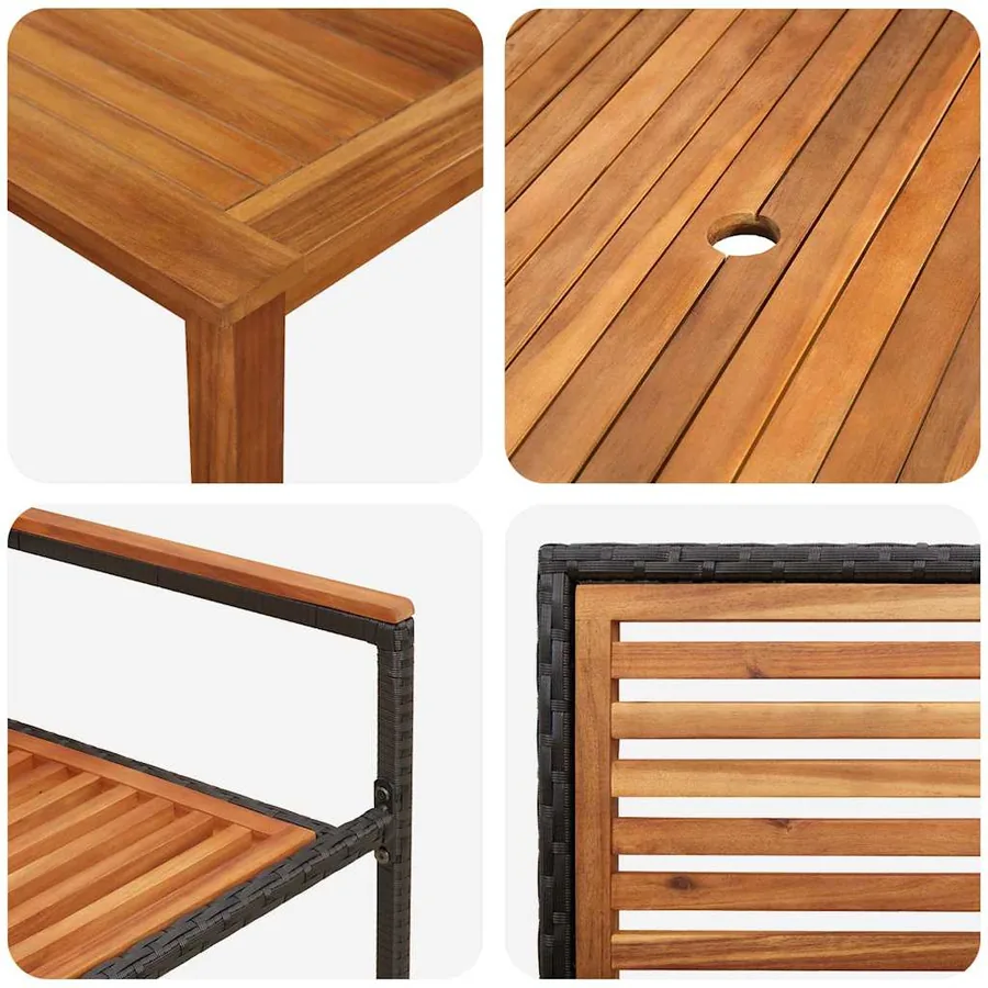 Ensemble de salle à manger pour jardin 5 pcs Noir - 9