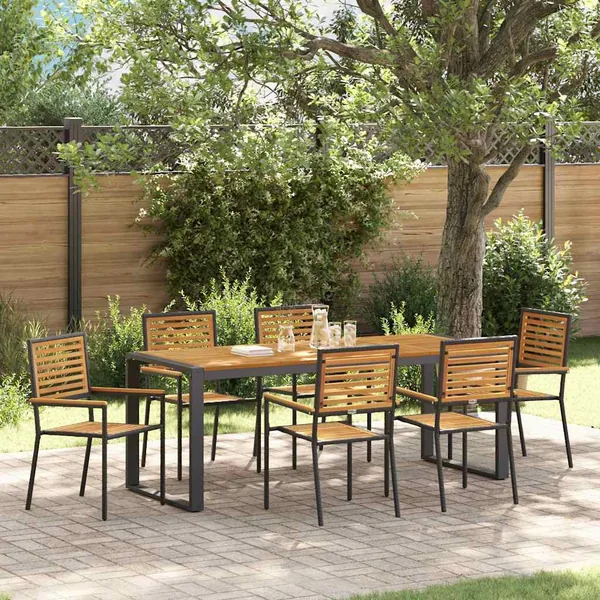 Ensemble de salle à manger pour jardin 7 pcs Noir et Marron