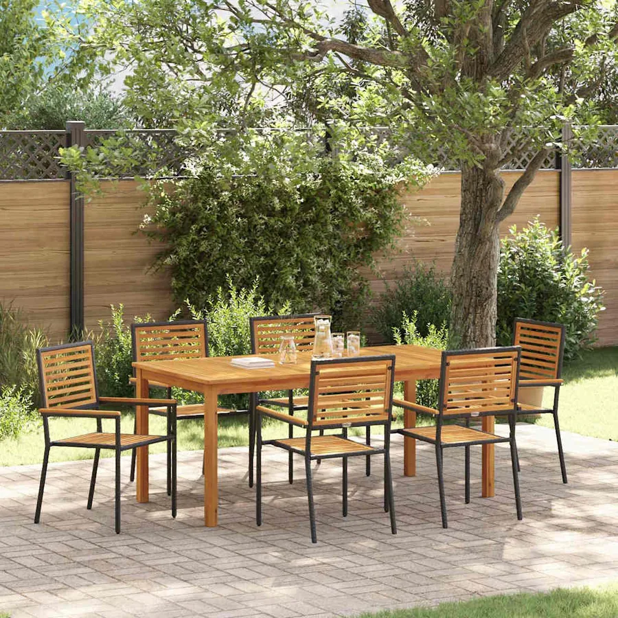 Ensemble de salle à manger pour jardin 7 pcs Noir