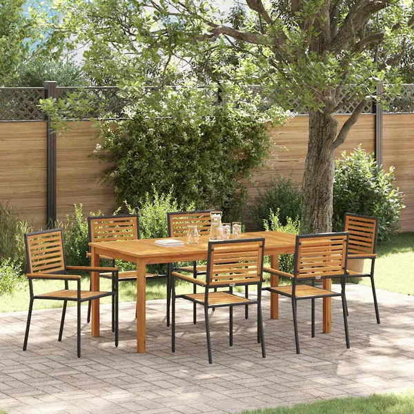 Ensemble de salle à manger pour jardin 7 pcs Noir