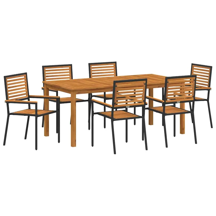 Ensemble de salle à manger pour jardin 7 pcs Noir - 2