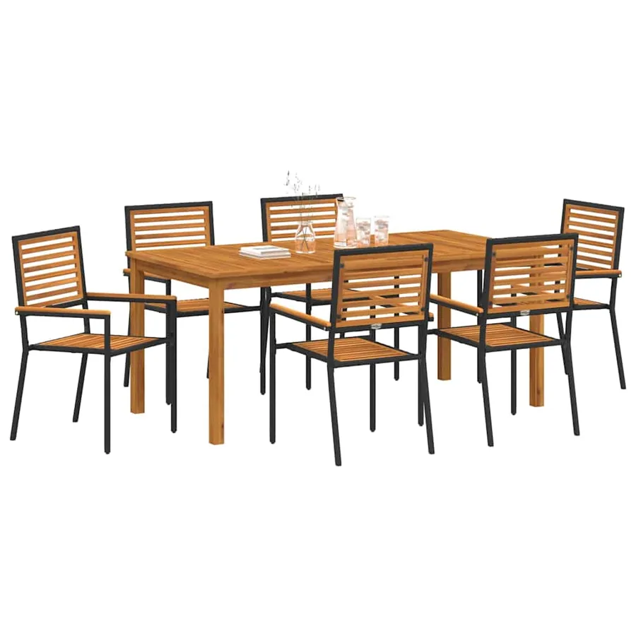 Ensemble de salle à manger pour jardin 7 pcs Noir - 3