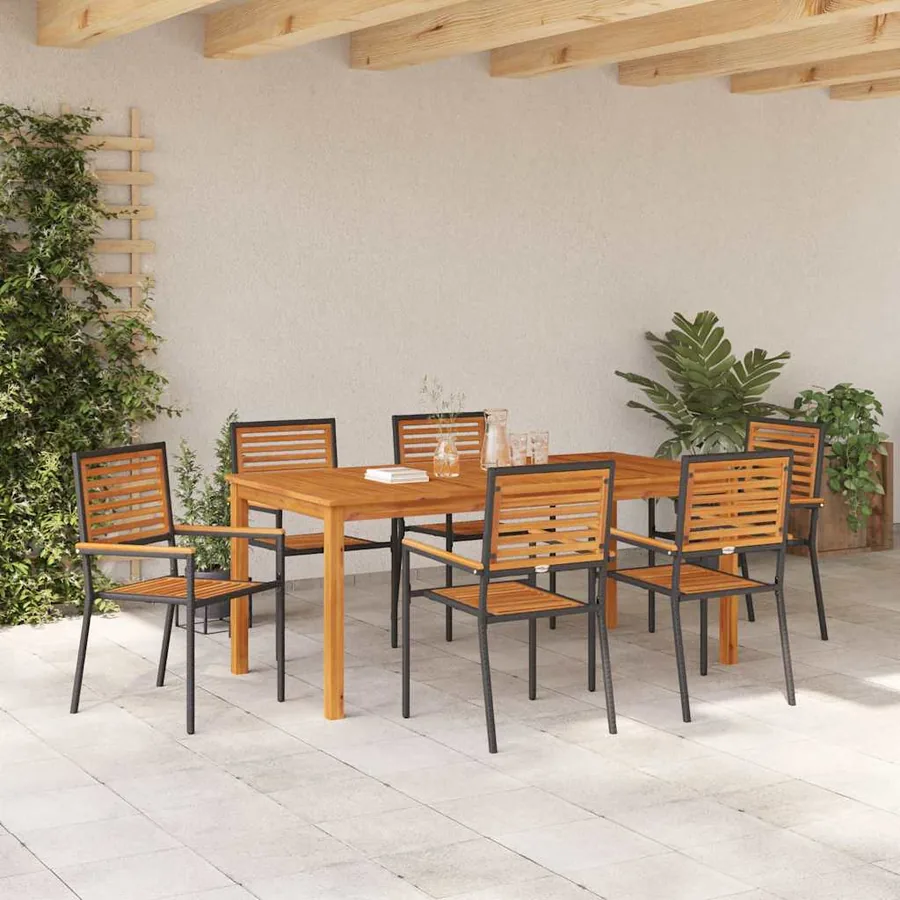 Ensemble de salle à manger pour jardin 7 pcs Noir - 4
