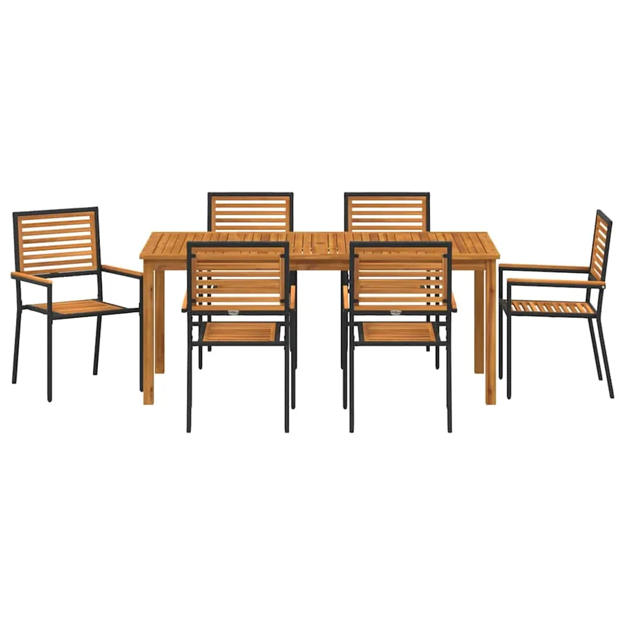 Ensemble de salle à manger pour jardin 7 pcs Noir - 7