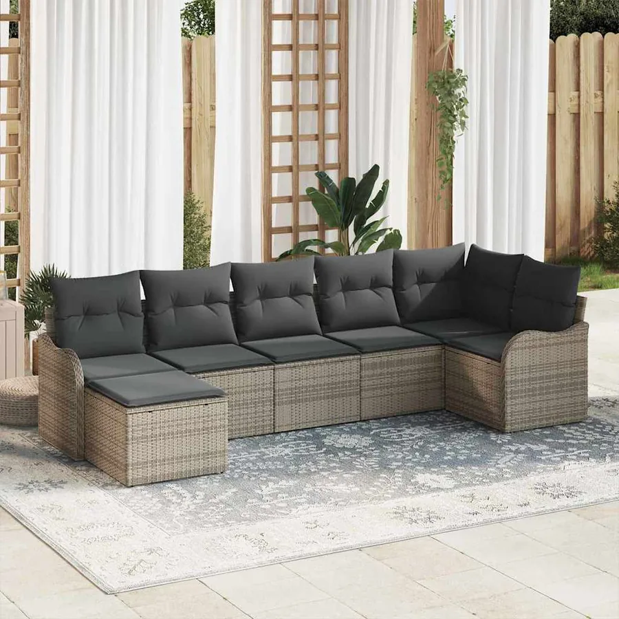 Ensemble de canapé de jardin Gris polyrotin