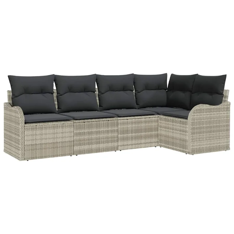 Ensemble de canapé de jardin 5 pcs Gris clair Poly rotin - 2