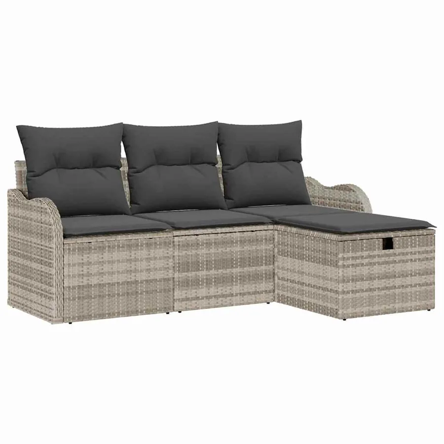 Ensemble de canapé de jardin 4 pcs Gris clair polyrotin - 2