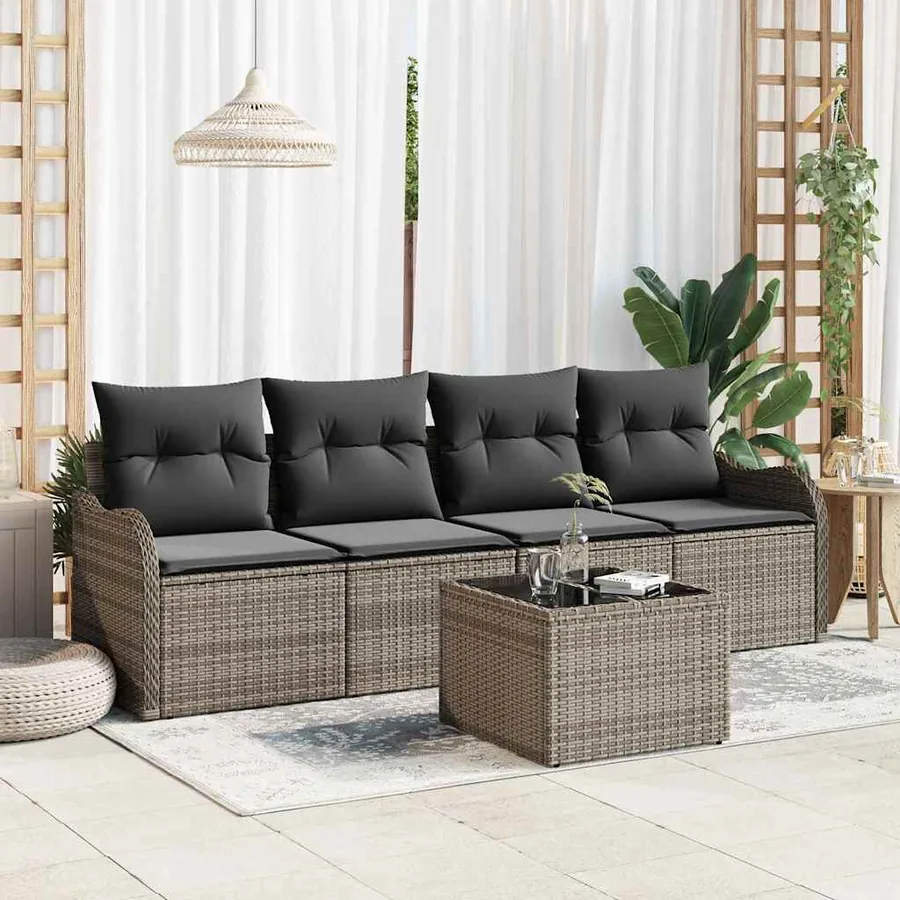 Ensemble de canapé de jardin Gris polyrotin