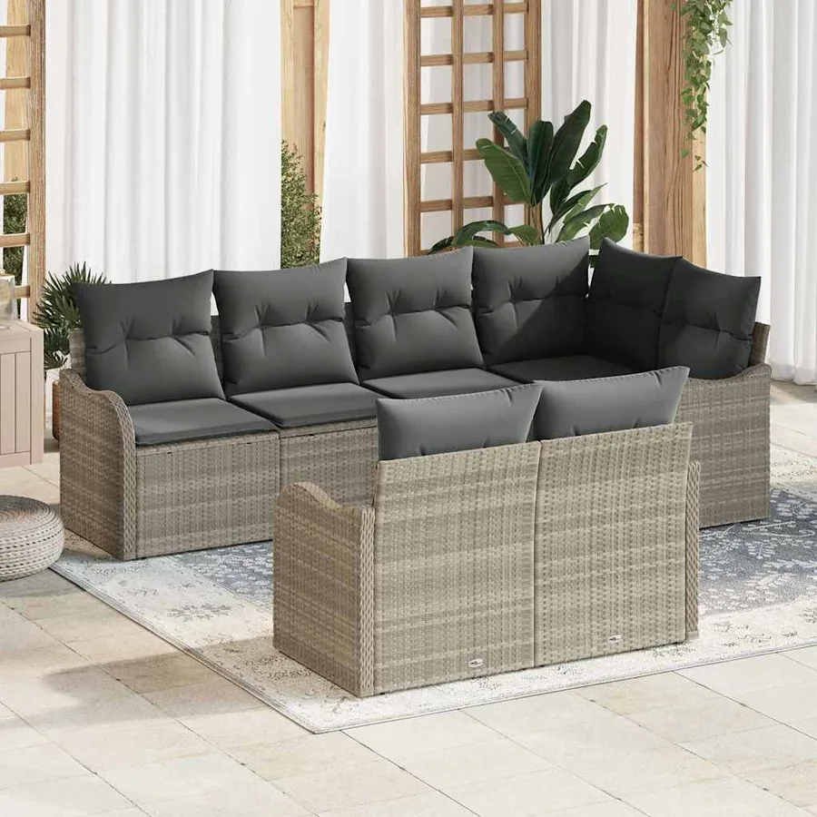 Ensemble de canapé de jardin Gris clair polyrotin