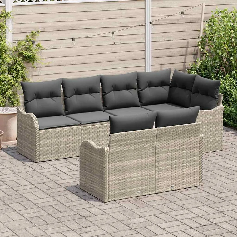 Ensemble de canapé de jardin Gris clair polyrotin - 3