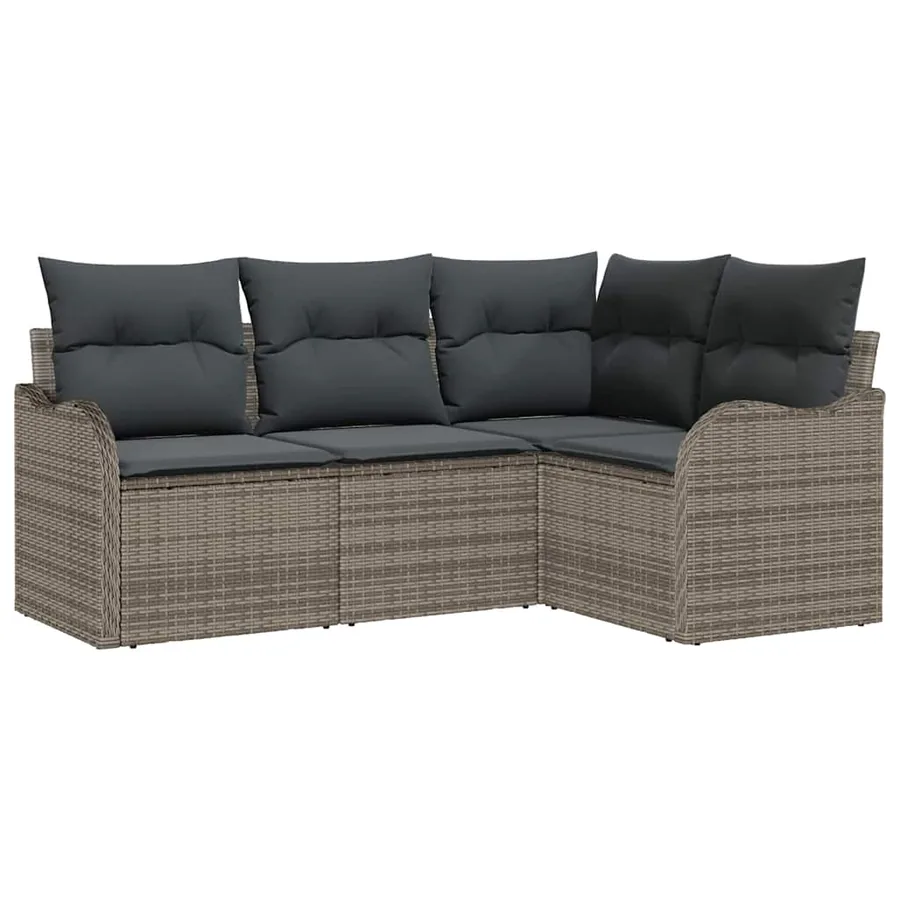 Ensemble de canapé de jardin 4 pcs Gris polyrotin - 2