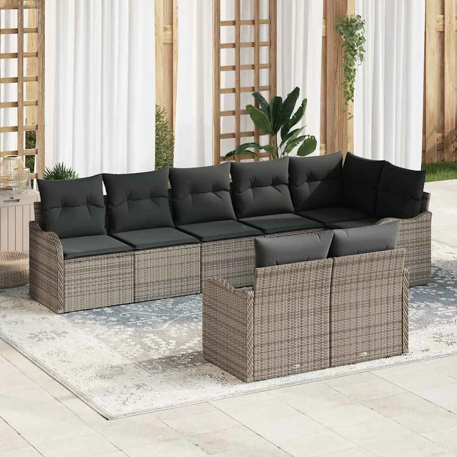 Ensemble de canapé de jardin Gris polyrotin