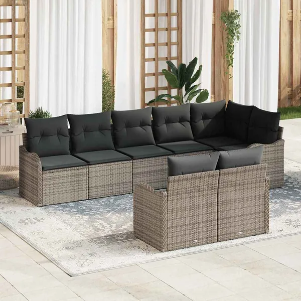 Ensemble de canapé de jardin Gris polyrotin
