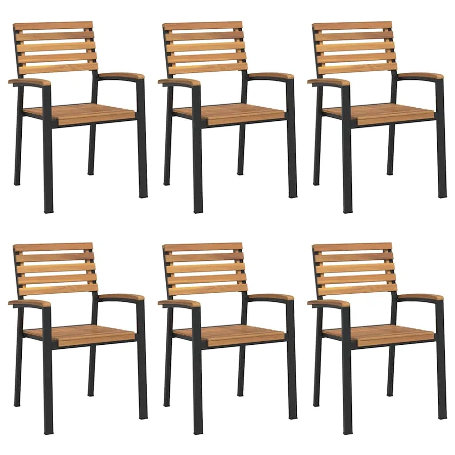 Ensemble à manger de jardin 7 pcs bois d'acacia solide et métal - 3