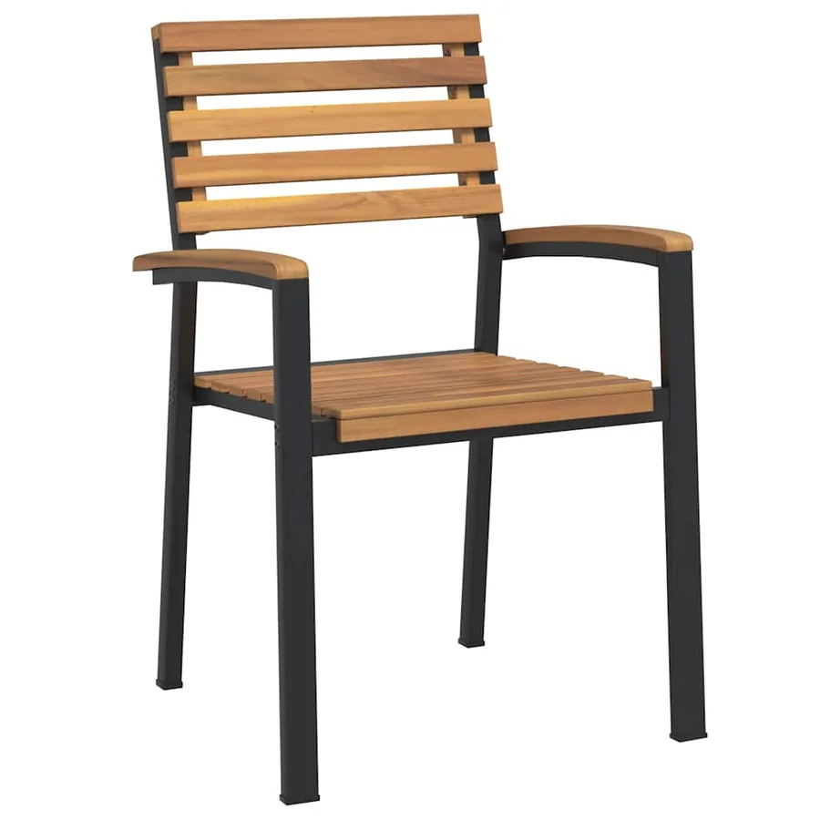 Ensemble à manger de jardin 7 pcs bois d'acacia solide et métal - 4