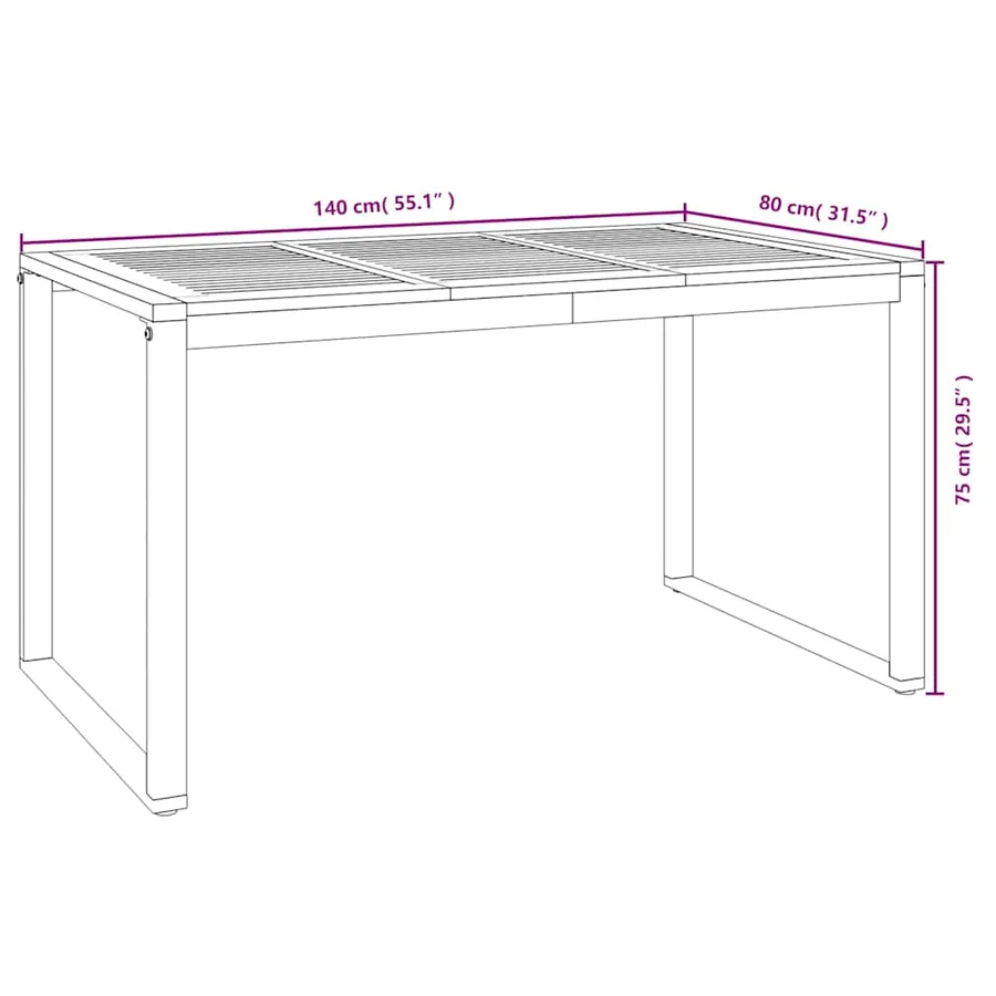 Ensemble à manger de jardin 7 pcs bois d'acacia solide et métal - 8