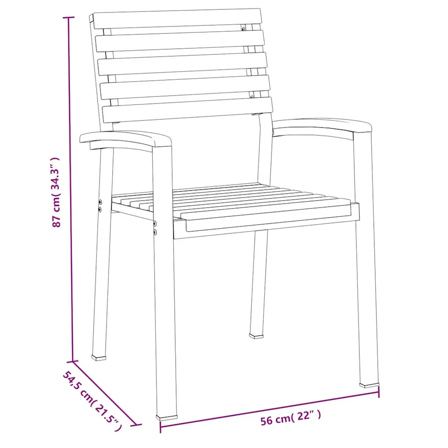 Ensemble à manger de jardin 7 pcs bois d'acacia solide et métal - 9