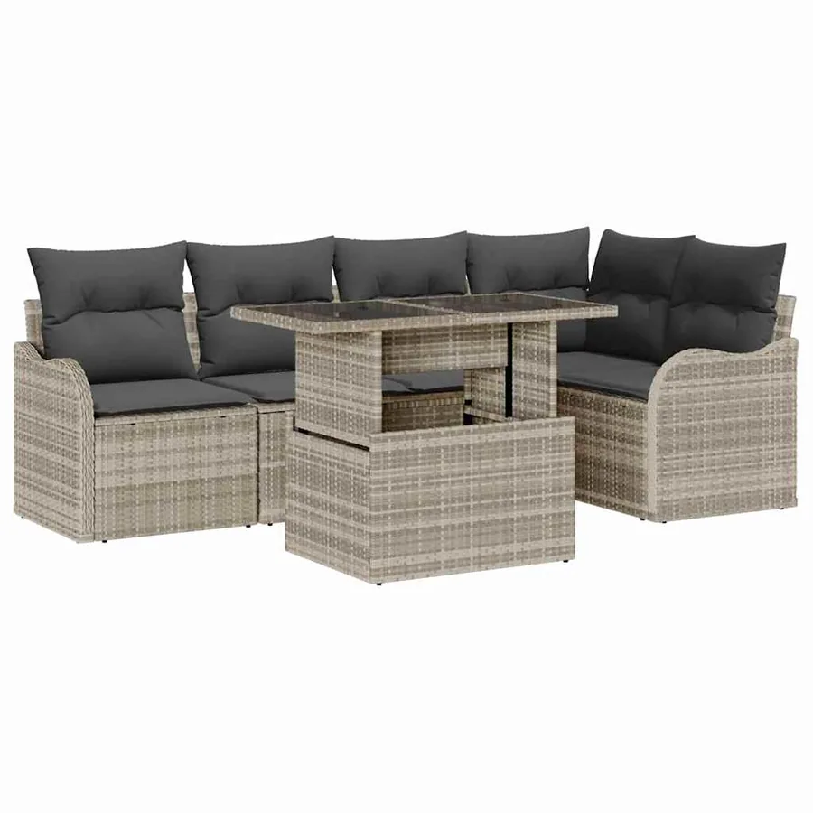 Ensemble de salle à manger 6 pcs Gris clair Poly rotin - 2