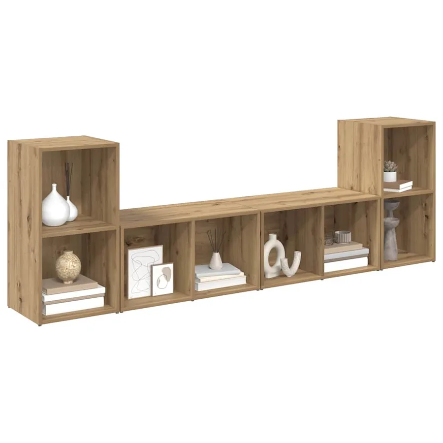 Ensemble meuble TV 4 pcs Chêne artisanal Bois d'ingénierie - 3