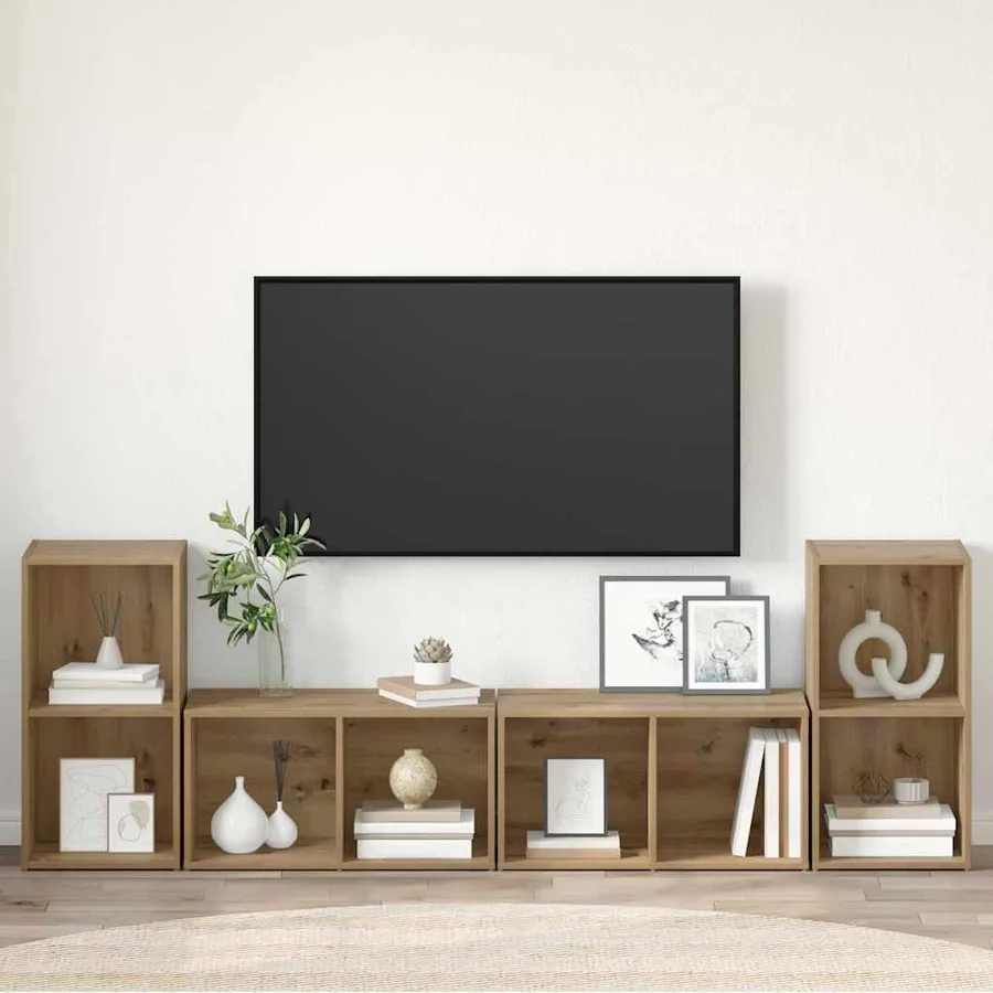 Ensemble meuble TV 4 pcs Chêne artisanal Bois d'ingénierie - 4