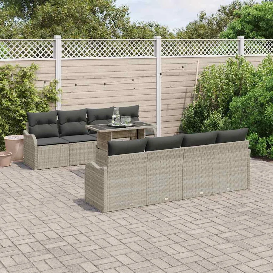 Ensemble de canapé de jardin 7 pcs Gris clair polyrotin