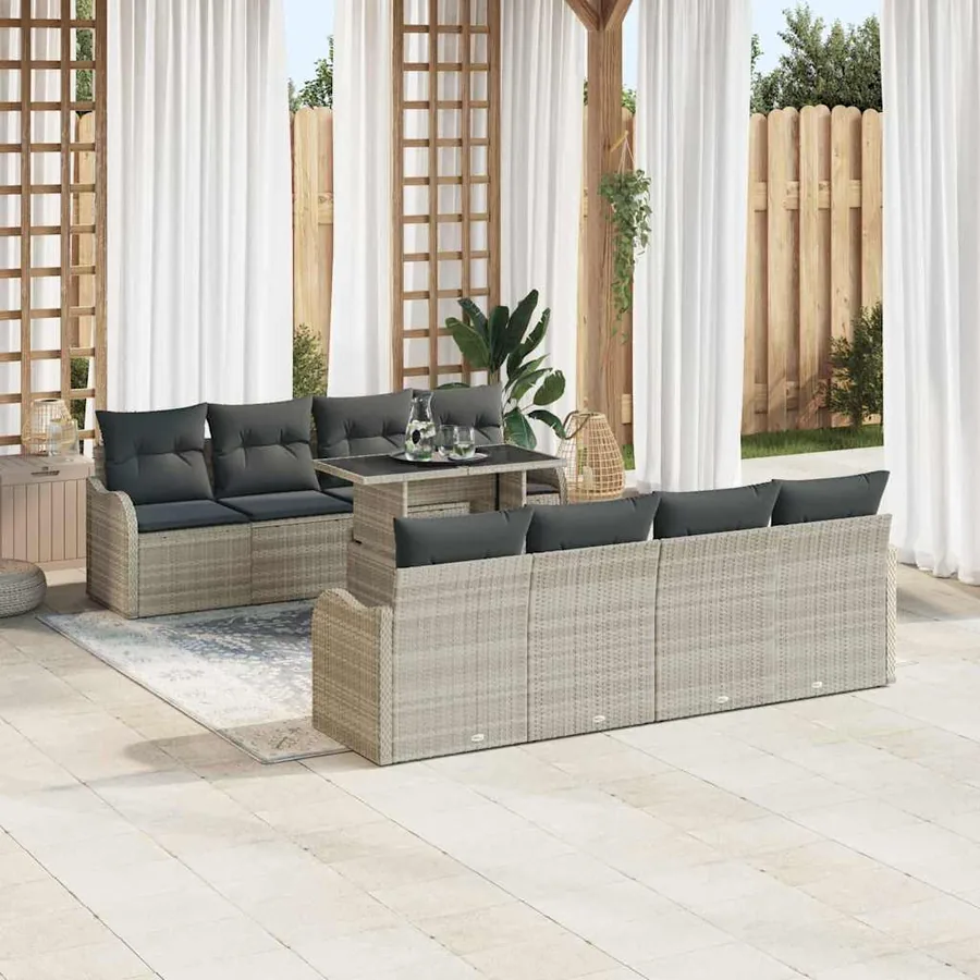 Ensemble de canapé de jardin 7 pcs Gris clair polyrotin - 3
