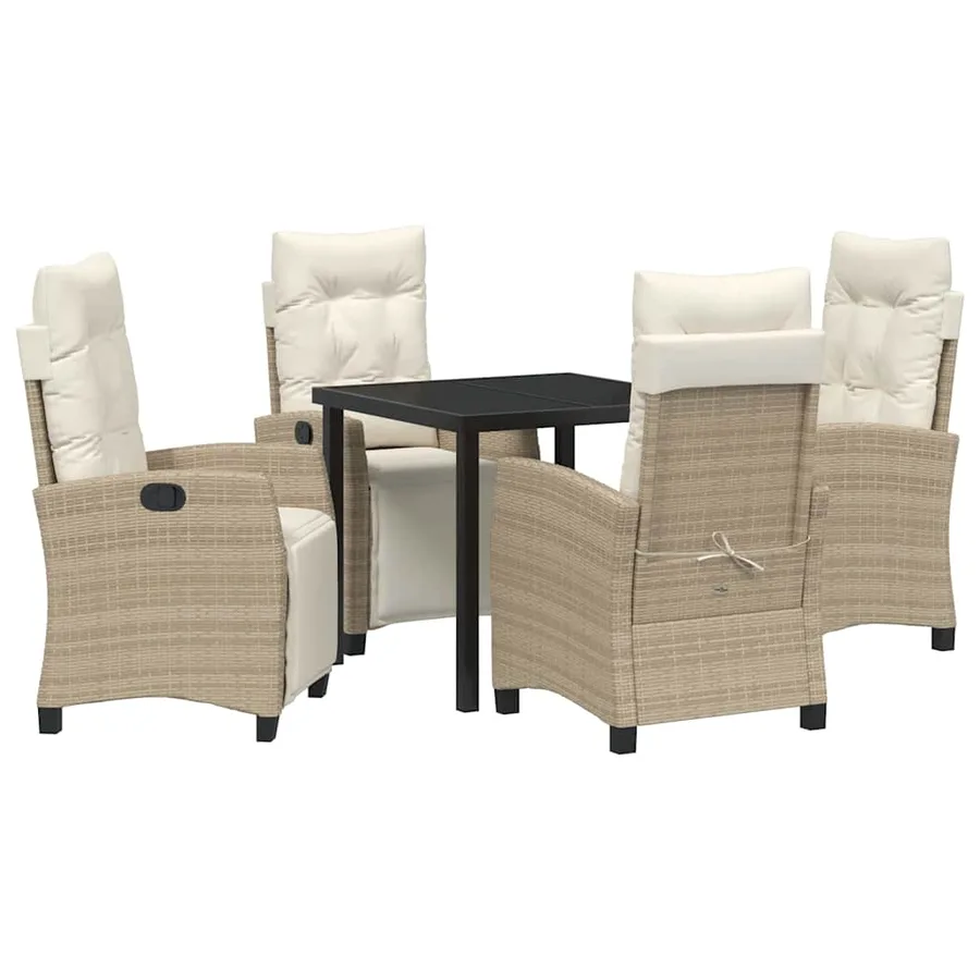 Ensemble de salle à manger pour jardin 5 pcs Beige polyrotin - 2