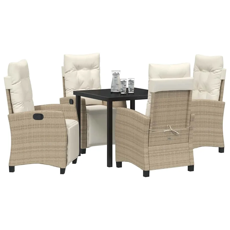 Ensemble de salle à manger pour jardin 5 pcs Beige polyrotin - 3