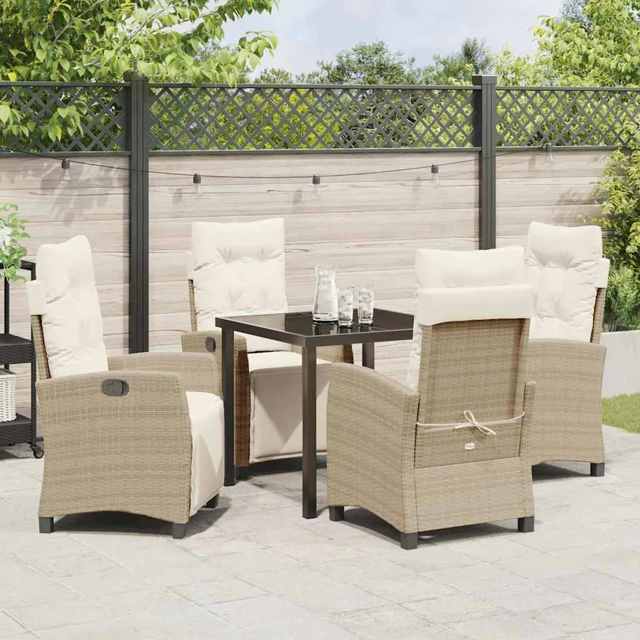 Ensemble de salle à manger pour jardin 5 pcs Beige polyrotin - 4