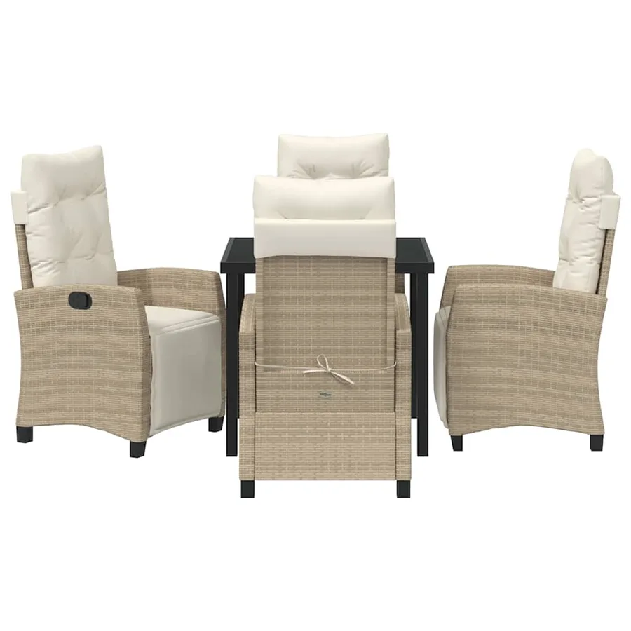 Ensemble de salle à manger pour jardin 5 pcs Beige polyrotin - 7
