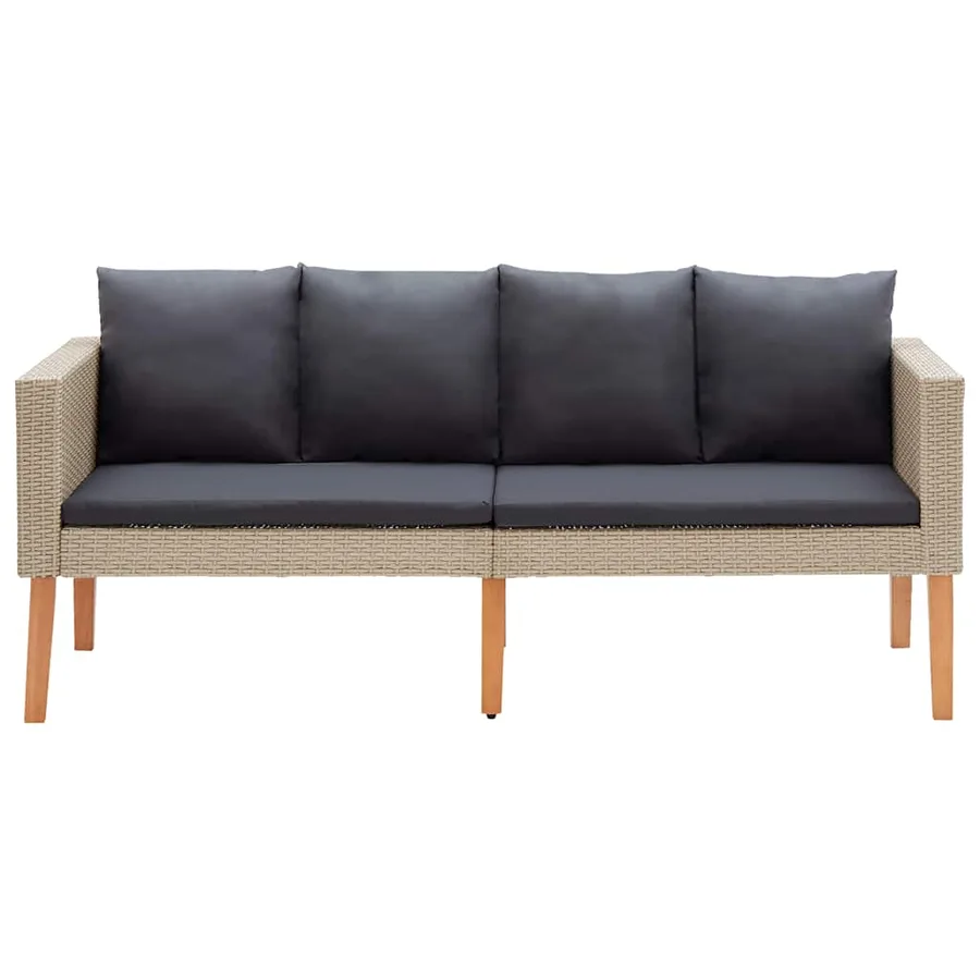 Canapé de jardin à 2 places avec coussins Résine tressée Beige - 5