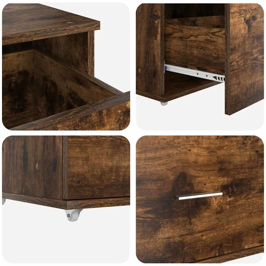 Armoire à tiroirs avec roue Chêne fumé 55 x 45 x 31 cm - 9